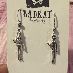 Silver Dangly Skeleton Earrings